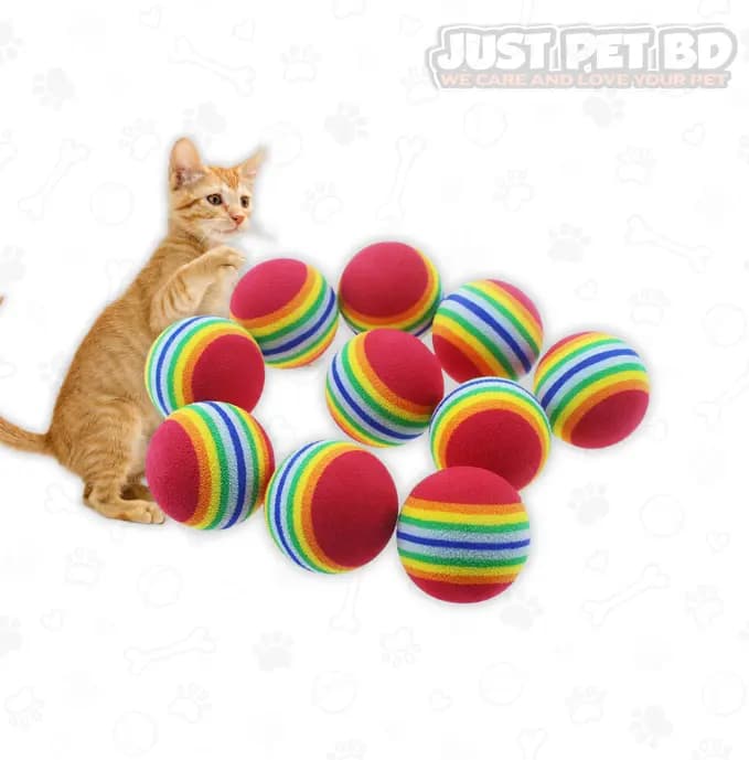 Rainbow Cat Toy Ball Kitten Play & Training Set Multicolor EVA Foam
