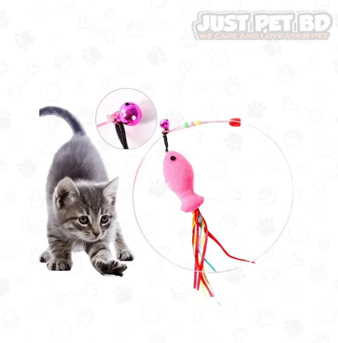 Steel Wire Colorful Fish Teaser Toy Cat Stick Cat Toys