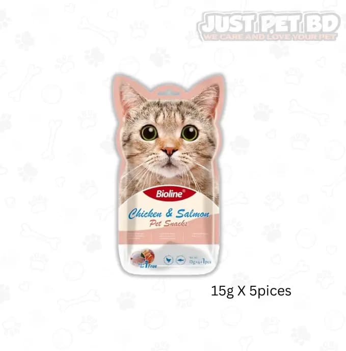 Bioline Cat Treats Chicken & Salmon Flavor 15gX5