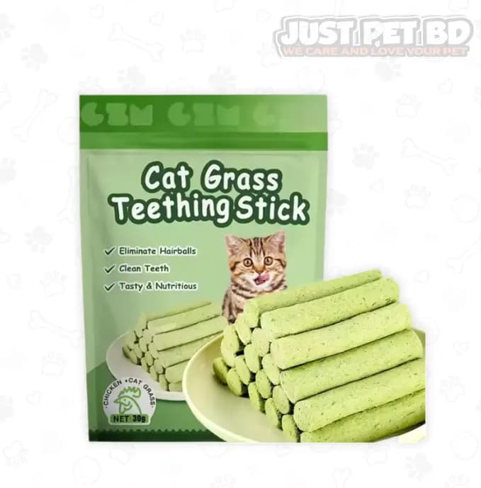 Cat Grass Teething Stick 6pcs Set with Chicken Flavor for Cats – 30g | Healthy Treat for Dental Care & Digestion
