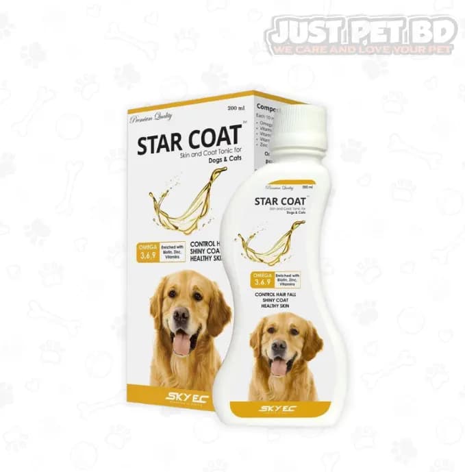 SkyEc Star Coat® Skin & Coat Tonic for Dogs & Cats – Omega 3-6-9 with Biotin & Zinc 200ml