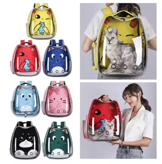 Cute Cartoon Stylish Pet Carry Backpack Bag for Cat – Comfortable & Travel-Friendly Pet Carrier