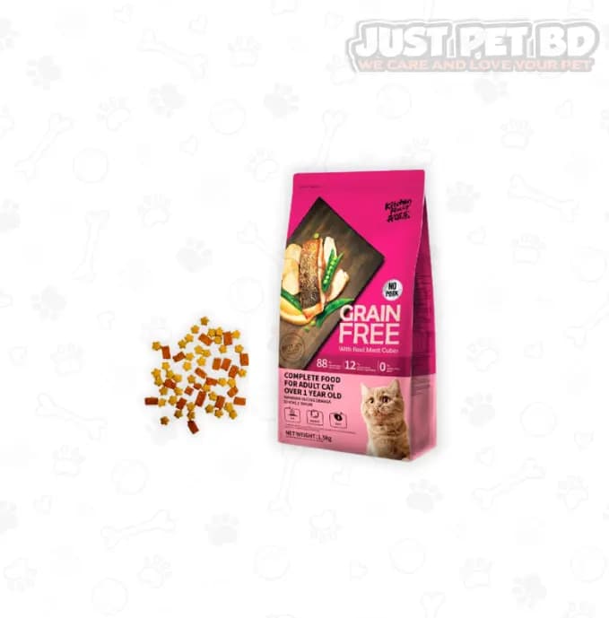 Kitchen Flavor Grain-Free Cat Food with Real Meat Cubes – Adult Cats – 1.5kg