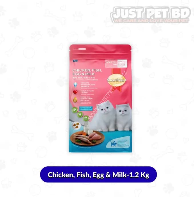 Smart Heart Kitten Food – Chicken, Fish, Egg & Milk Flavor – 1.2kg