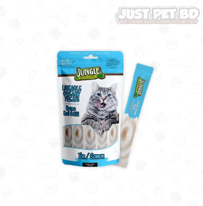 Jungle Creamy Lickable Treats for Cats – Tuna & Salmon Flavor 5×14g