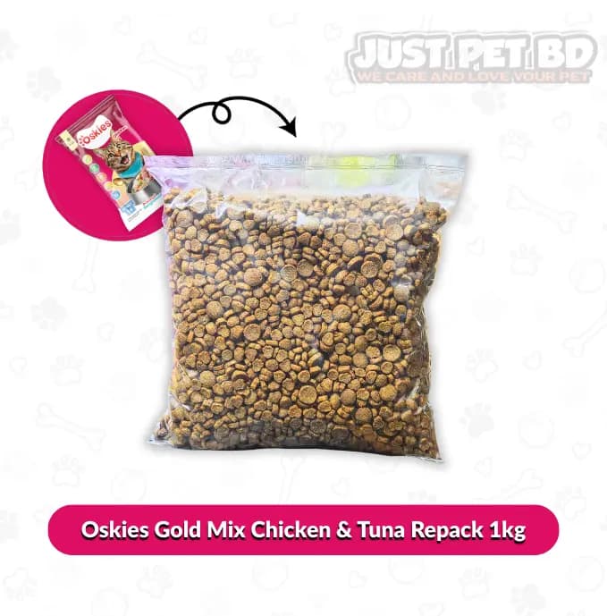 Oskies Cat Food Gold Mix – Chicken & Tuna Flavor | Repack 1kg