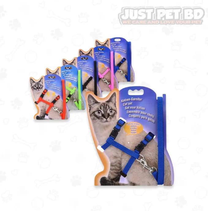 High-Quality H-Shape Nylon Cat Leash & Harness Set with Fur Decoration – Adjustable, Durable & Comfortable