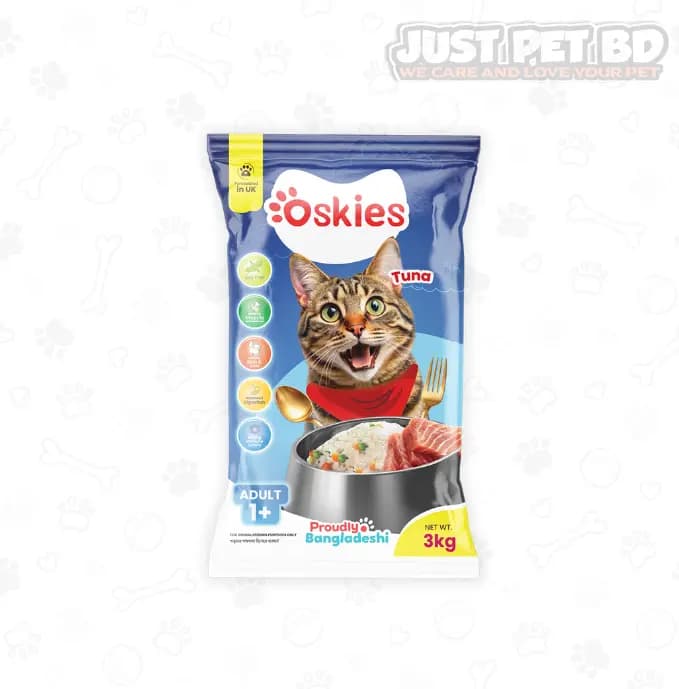 Oskies Adult Tuna Cat Food 3kg – Premium Protein Dry Food for Healthy Adult Cats