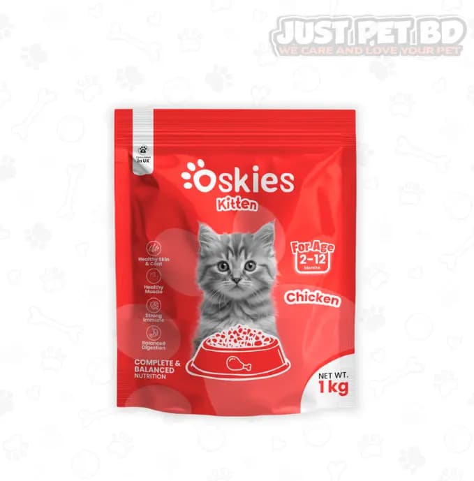 Oskies Kitten Cat Food Chicken 1kg – High Protein Dry Food for Growing Kittens