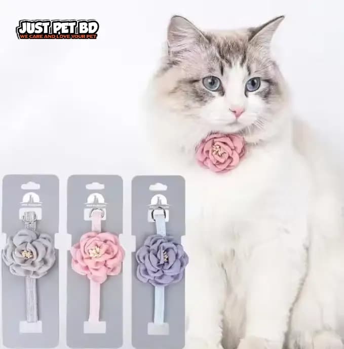 Adjustable Pet Collar with Bow and Flower Soft Neck Strap with Safety Clasp for Cats and Small Dogs – Stylish Gift Accessory