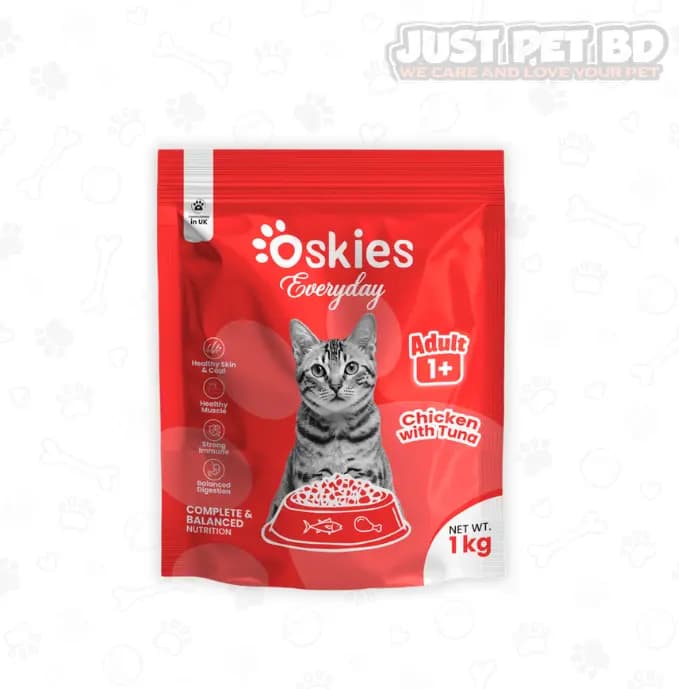 Oskies Adult Cat Food Chicken with Tuna 1kg – Complete Nutrition for Healthy Adult Cats