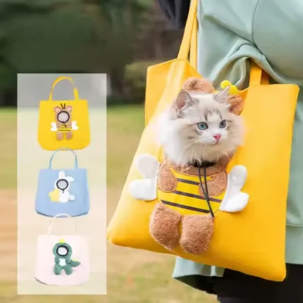 Adorable Bee Style Pet Bag with Window Portable Handbag for Dogs Rabbits and Cats