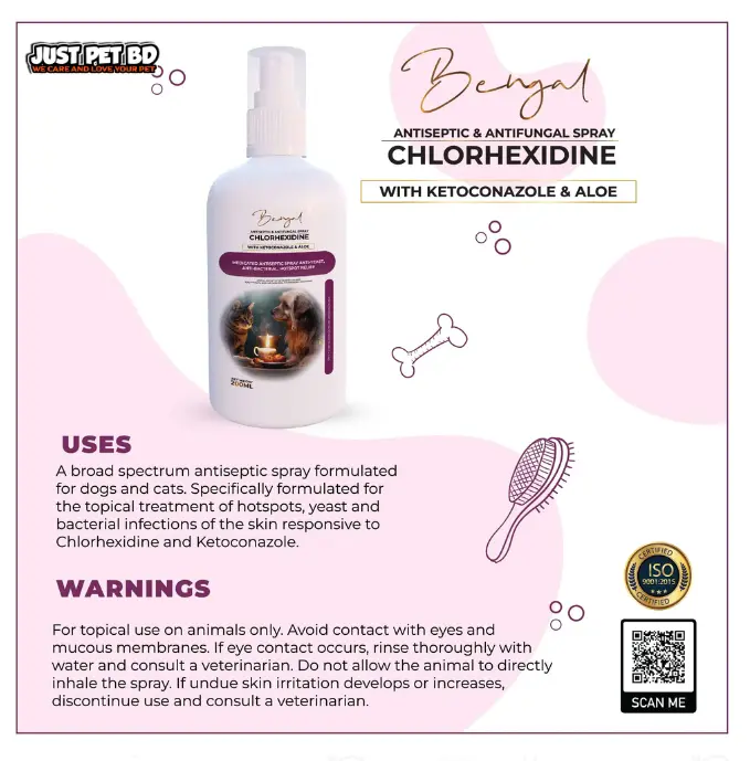 Bengal Antifungal Antiseptic Spray Chlorhexidine with Ketoconazole & Aloe 200ml